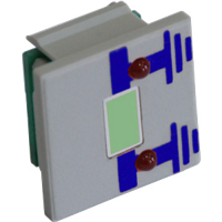 Элемент мозаичный с одноцветным прямоугольным индикатором 5х10 мм, цвет свечения - зеленый, и двумя круглыми 3 мм светодиодами красного свечения